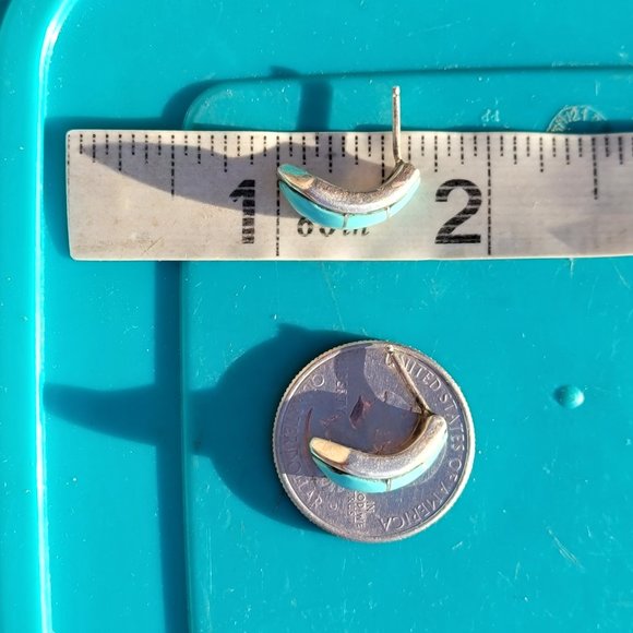 Gorgeous Native American handmade baby blue turquoise inlay 925 sterling silver - Picture 10 of 16